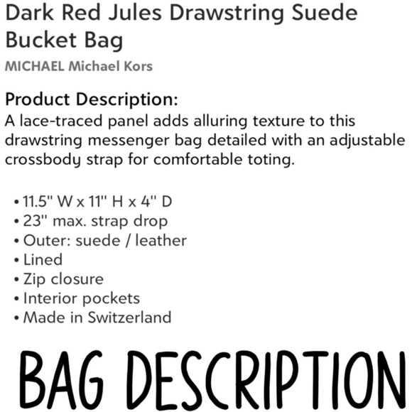 MK Michael Kors Jules Red Suede Satchel Rare Bag - Picture 7 of 7